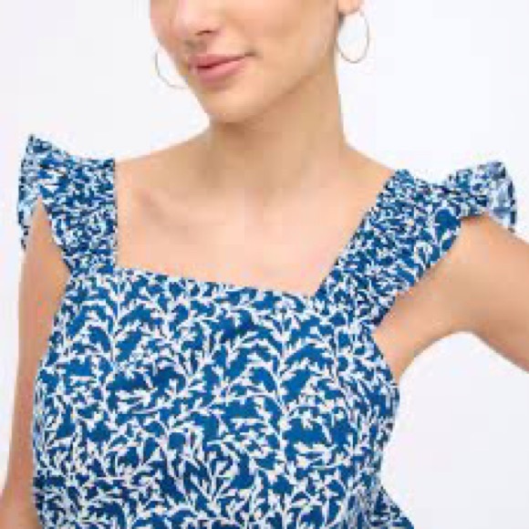 J. Crew Tops - J.Crew smocked ruffle shoulder tank top